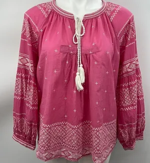 Rachel Zoe faux embroidered print long sleeve large top thumbnail 1