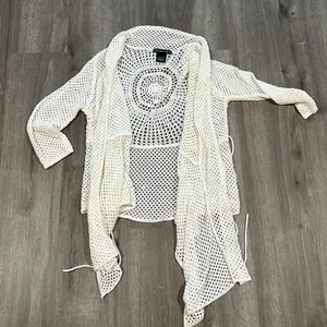 United States Sweaters White Crochet Cardigan thumbnail 4