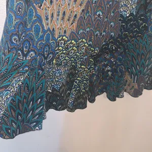 Miss Ashley Peacock Print Ruffle Bottom Stretchy Maxi Office Skirt thumbnail 4