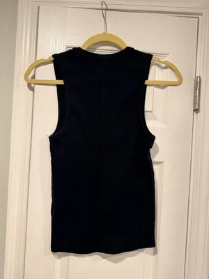 NWOT We The Free Size S Black Ribbed Cotton Stretch Deep V Neck Tank Top thumbnail 3