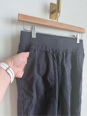 Faherty Arlie Pull-On Jogger Pants Black Tencel Linen Blend Women's Small thumbnail 7