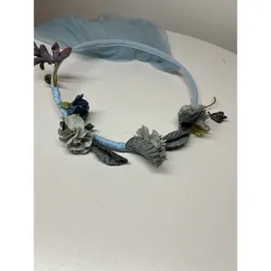 light blue floral crown hoop sheer tulle drape festivals fairy whimsical thumbnail 6