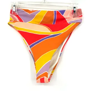 Aerie size Small‎ bathing suit bikini bottoms cheeky high cut yellow orange pink thumbnail 1