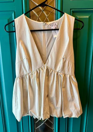 TCEC White Faux Leather Peplum Tank Small thumbnail 2
