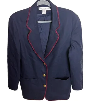 Vintage The Limited Women's Wool‎ Blend Long Blazer Jacket Navy Size S Academia thumbnail 1