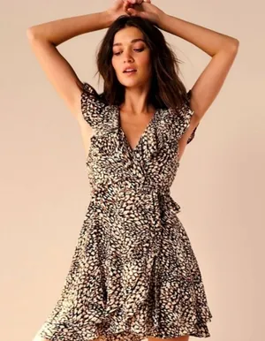 Free People French Quarter Leopard Wrap Mini Dress thumbnail 1