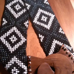 Southwestern Handcrafted Seed Bead Belt With Wooden Buckle thumbnail 3