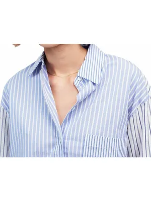 Madewell Oversized Button-Up Shirt NWT Light Blue and White Stripe XXS thumbnail 5