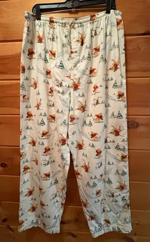Disney Winnie the Pooh size extra large pajama pants with a cute winter scene. thumbnail 1