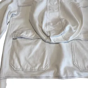 J.Crew Lace Up Hoodie Sweatshirt White Oversized Pocket Womens XS‎ thumbnail 4