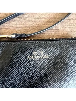 Coach 6x4 Black Leather Wristlet #1229 thumbnail 2