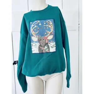 Vintage 90s Lee Sturdy Sweats "Heavyweight" Reindeer Christmas Sweatshirt Large thumbnail 3