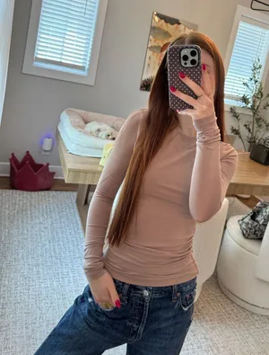 Dynamite Ruched Nude Long Sleeve Top thumbnail 1