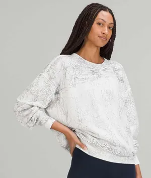 Lululemon Perfectly Oversized Crew White Black Pullover Sweatshirt 8 / Medium thumbnail 1