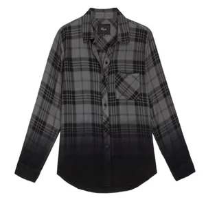 RAILS Hunter Charcoal Jet Dip Dye Plaid Button Down Shirt S Small Flannel Grunge thumbnail 6