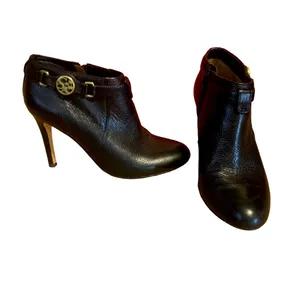 Coach "Salene Cow Safari" Black Leather Heeled Bootie W/Box (5) thumbnail 3