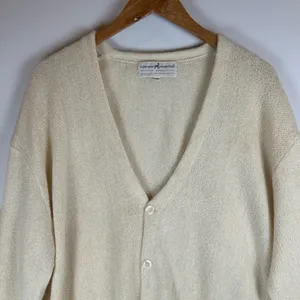 Peruvian Connection 100% Alpaca Handmade Cream V-Neck Cardigan Sweater XL thumbnail 9