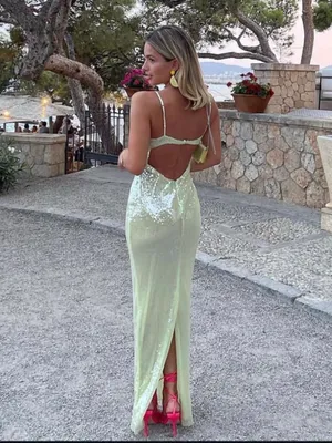 Oh Polly Marlena Sequin Maxi Dress - Light Green thumbnail 4