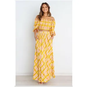 Petal & Pup Top Women 2 Yellow Orange Off‎ Shoulder Crop Pullover Ruffle Top NEW thumbnail 2