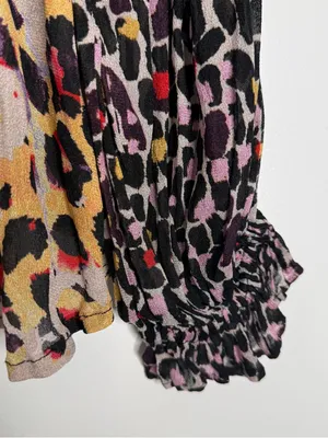 Bl^nk London x Anthropologie Joelle Leopard Print Peasant Blouse Medium thumbnail 3