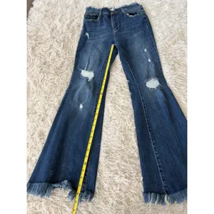 Risen Los Angeles Women's Trendy Flare Jeans Distressed Frayed‎ Hem Blue Size 7 thumbnail 7