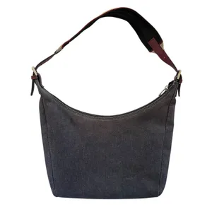 Burberry Vintage Y2K Denim Blue Icon Stripe Leather Strap Hobo Shoulder Bag thumbnail 3