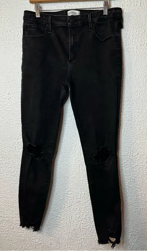 Abercrombie & Fitch Black High Rise Distressed Skinny Jeans thumbnail 1
