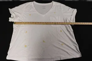 Pilcro The Quinn White Lemon Embroidered V-Neck Short Sleeve Top Size 1X thumbnail 4