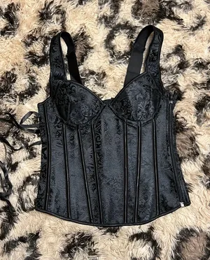 Strap corset with cups jacquard corset bustier tank top lace corset t shirt tee thumbnail 6