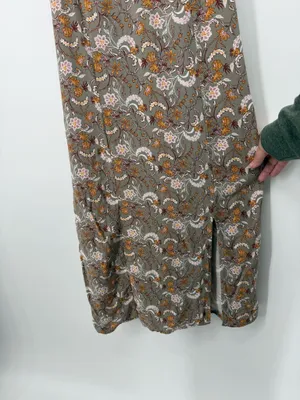 Wallflower Brown Floral Sun Dress Maxi Spaghetti Strap Medium Front Slit Boho thumbnail 4