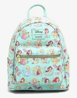 Loungefly Disney Princess Teal‎ / Mint Chibi Mini Backpack - New thumbnail 1