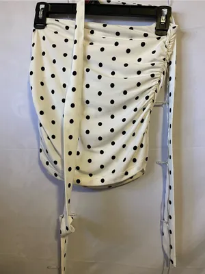 White Polka Dot Draped Crop Top Size M thumbnail 3