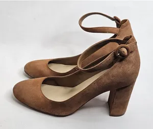 Marc Fisher‎ Tan Maryjane Platform Suede Block Heels Ankle Strap Womens Size 9.5 thumbnail 1
