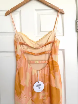 Selfie Leslie Warmth Of Love Mesh Maxi Dress Orange Pink Peach Yellow Large NWT thumbnail 9