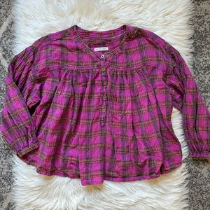We The Free buttoned plaid blouse thumbnail 1