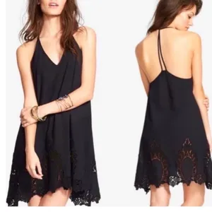 Free People Intimately Easy Livin Slip Black Embroidered Dress size XS thumbnail 2