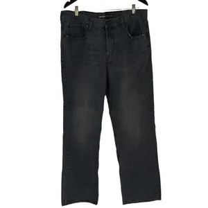Old Navy Mens Straight Jeans Loose Ample 100% Cotton 5 Pocket Bkack Gray Size 38 thumbnail 2