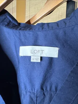 LOFT Deep Navy Cotton Poplin Sleeveless Collared Bubble Hem Top Size XL thumbnail 4