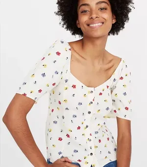 Madewell Seamed Button-Down Shirt in Confetti Floral thumbnail 1