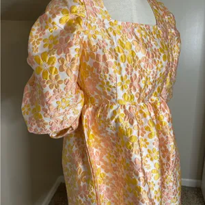 Pieces Premium Embroidered Puff Sleeve Mini Dress with Open Tie Back size medium thumbnail 6