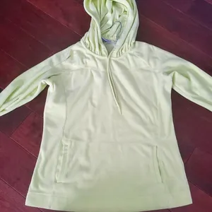 Columbia fleece with hood size large in grinish/yellow color. Very warm thumbnail 1