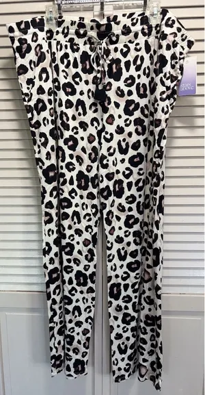 Stars Above Leopard Print Pajama Pants Size 2X Wide Leg Elastic/Tie Waist thumbnail 1