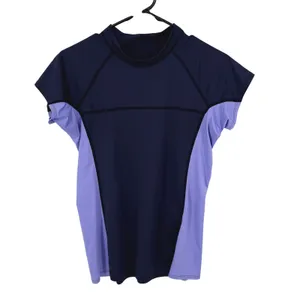Patagonia‎ Micro Swell Rashguard Short Sleeve Navy Lilac UPF Sun Protection Lg thumbnail 2