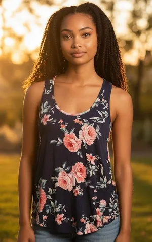 Viamor Loveappella Floral Knit Swing Rose Tank sz M thumbnail 1