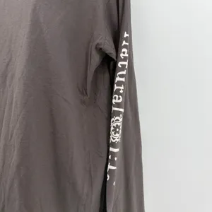 Natural Life Be Happy Floral Graphic Long Sleeve Tee Medium Charcoal Gray Boho thumbnail 3