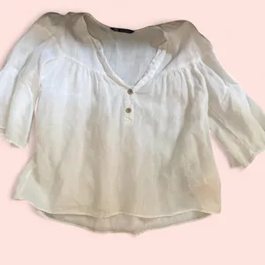 Zara white blouse with 3/4 sleeves thumbnail 1