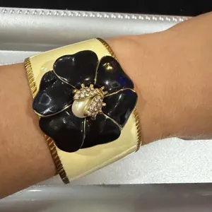 Stella & Dot Retired Kelly Ladybug Flower Enamel Cuff Bracelet Glam Cottage thumbnail 4