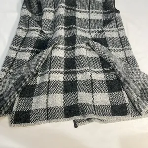 Long cape vest single snap closure dual pocket plaid vent back soft knit sweater thumbnail 9