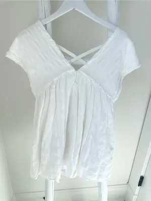 Mustard Seed White Cotton Crisscross Mini Dress w Pockets & Shorts in Lining thumbnail 12