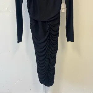 Rachel Parcell‎ Metallic Bodycon Ruched Midi Long Sleeve Dress Stretch Black Sm thumbnail 6